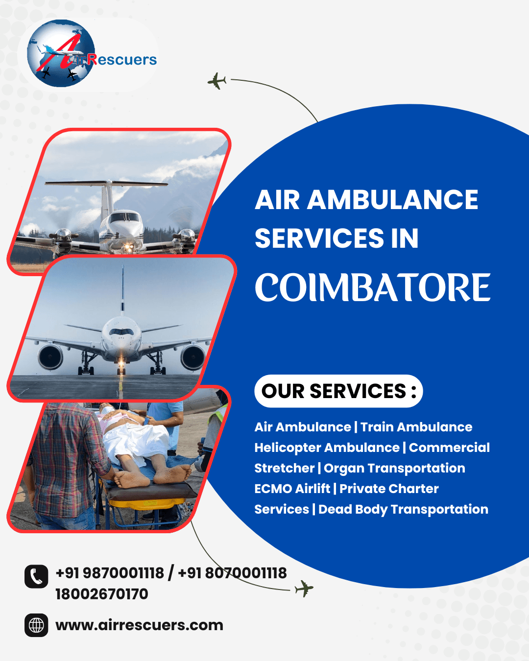 Emergency Air Ambulance Services in Coimbatore, Anytime, Anywhere
